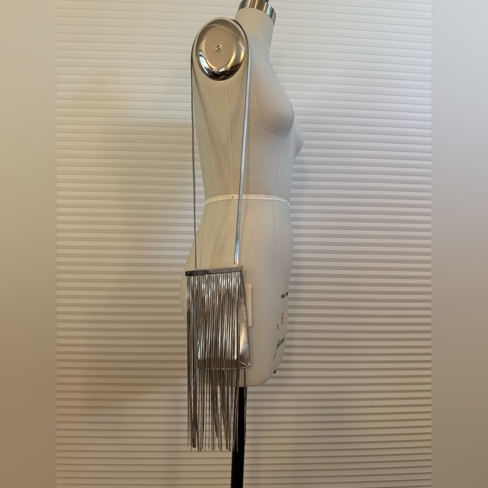 H&M sliver fringe mini bag phone holder with straps
